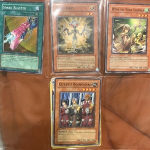 Yugioh Trading Card Bundle of 4 Spark Blaster, Alien Grey, Wynn the wind charmer